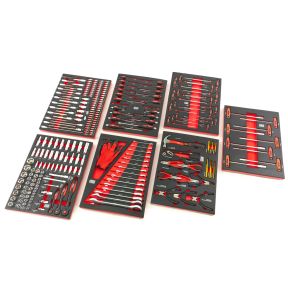 Orodje v 7 rdečih vložkih 54 x 39 x 5 cm, 262 delni set