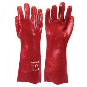 PVC rukavice, duge, vel L - crvena